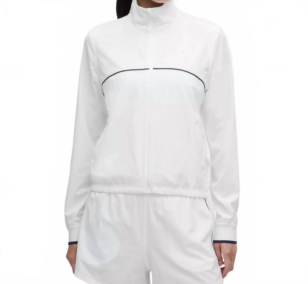 NEW LULULEMON court rival tennis track jacket in white/club blue